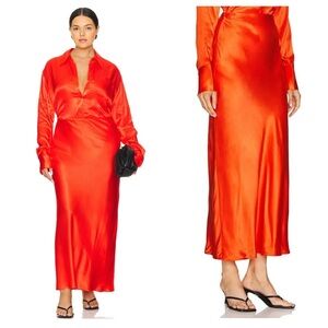New! L'Academie Marianna Noemie Fiery Orange Midi Skirt 🔥 Small NWT!